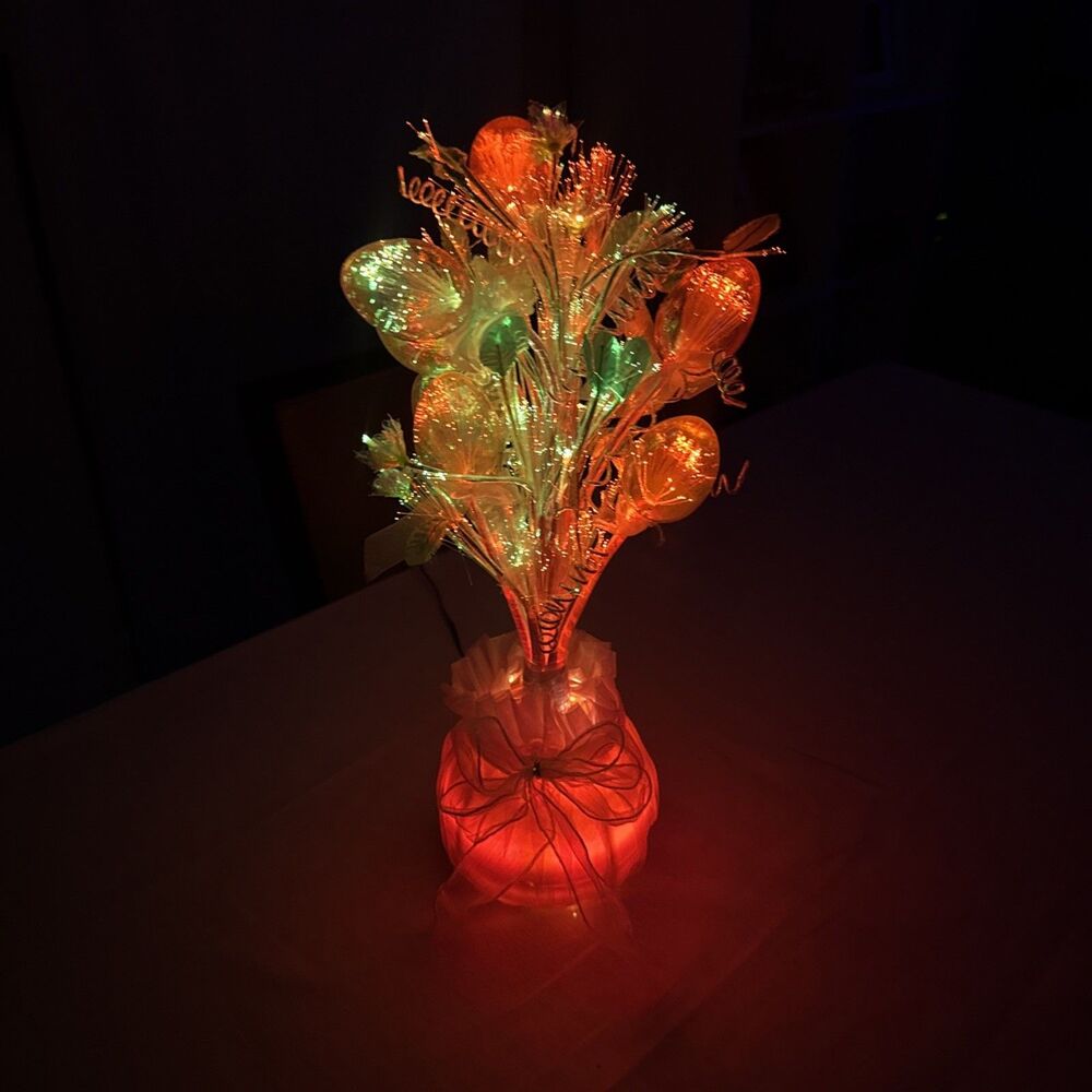 Vintage Fiber Optic Lighted Pastel Easter Egg Tree Spring  Easter Decor